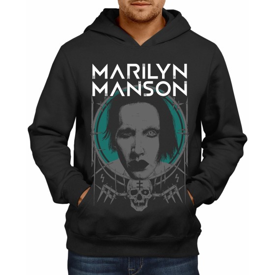 Rockwear Brasil - Moletom Marilyn Manson 2 Rockwear Preto