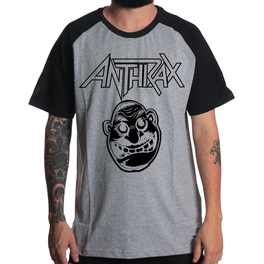 Rockwear Brasil - Camiseta Raglã Anthrax 2 Rockwear Preta