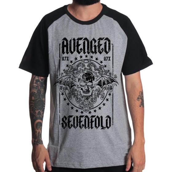 Rockwear Brasil - Camiseta Raglã Avenged Sevenfold 4 Rockwear Preta