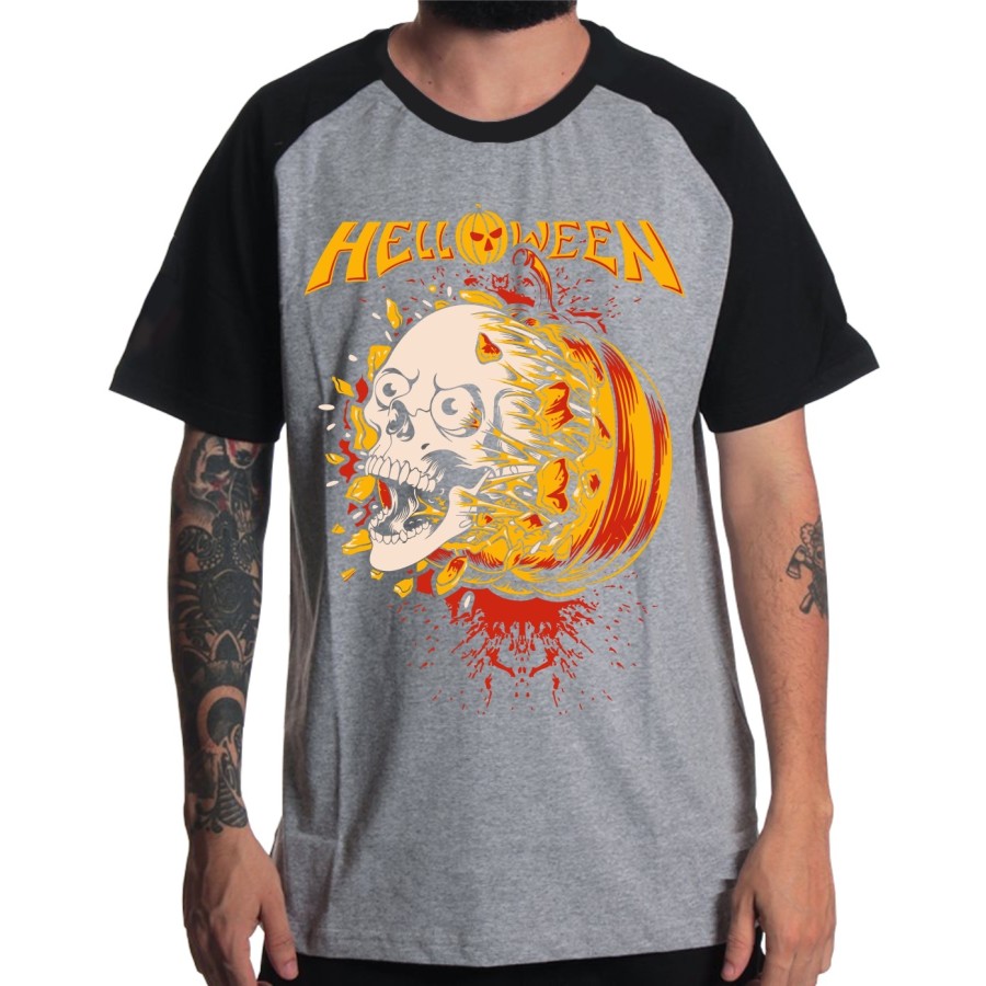 Rockwear Brasil - Camiseta Raglã Helloween 2 Rockwear Preta