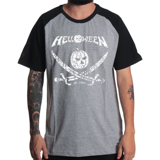 Rockwear Brasil - Camiseta Raglã Helloween 3 Rockwear Preta