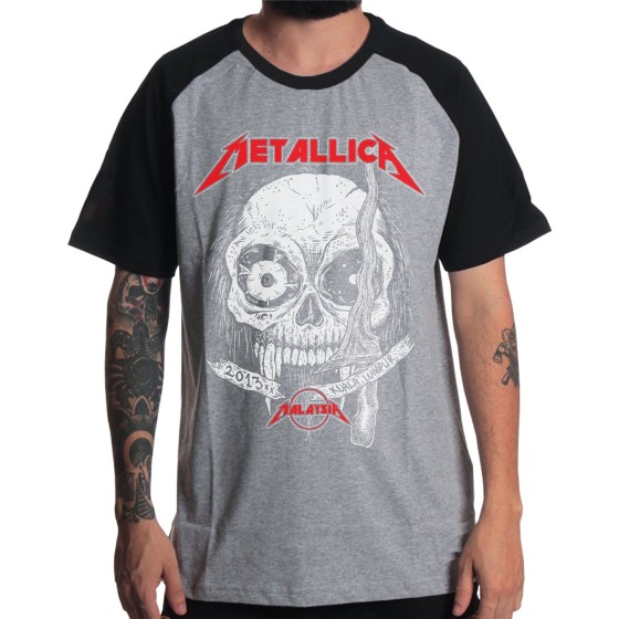 Rockwear Brasil - Camiseta Raglã Metallica 2 Rockwear Preta