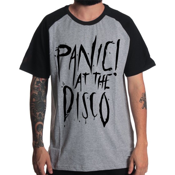 Rockwear Brasil - Camiseta Raglã Panic At The Disco Rockwear Preta