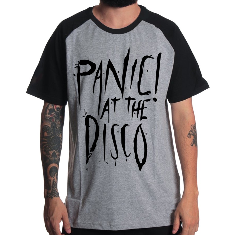 Rockwear Brasil - Camiseta Raglã Panic At The Disco Rockwear Preta