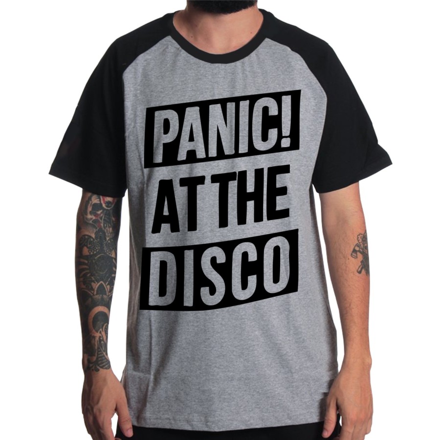 Rockwear Brasil - Camiseta Raglã Panic At The Disco 2 Rockwear Preta