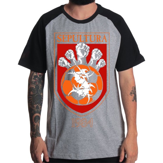 Rockwear Brasil - Camiseta Raglã Sepultura Rockwear Preta