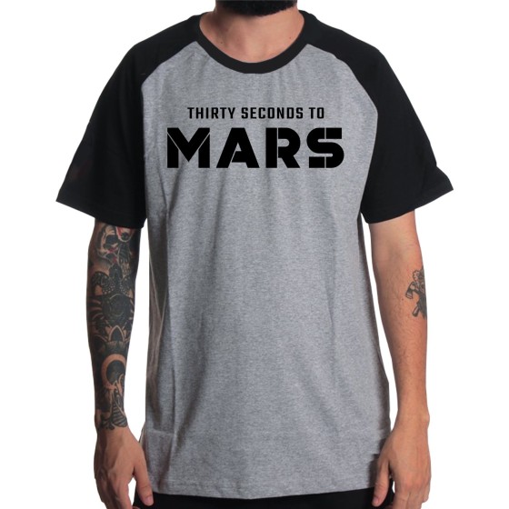 Rockwear Brasil - Camiseta Raglã 30 Seconds To Mars Rockwear Preta