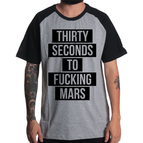 Rockwear Brasil - Camiseta Raglã 30 Seconds To Mars 3 Rockwear Preta