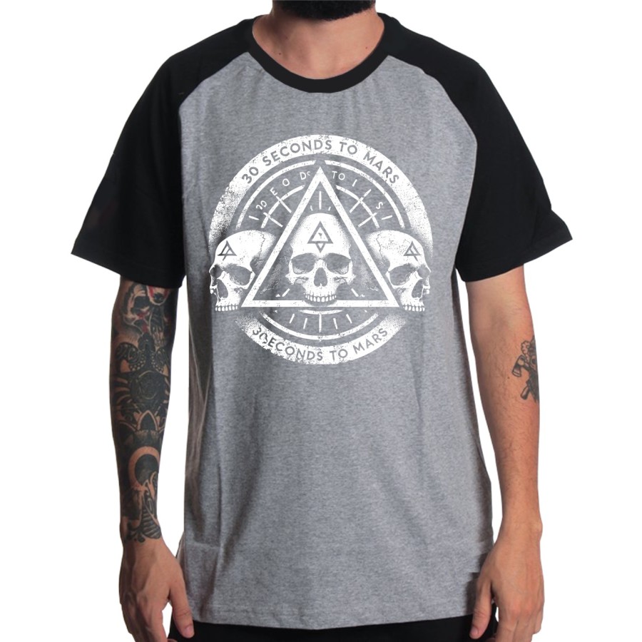 Rockwear Brasil - Camiseta Raglã 30 Seconds To Mars 4 Rockwear Preta