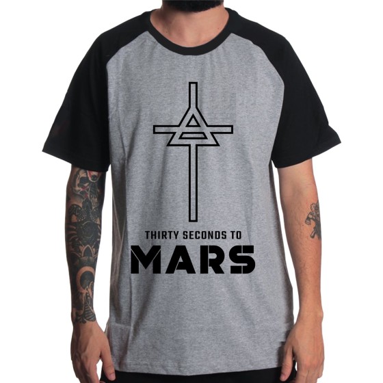 Rockwear Brasil - Camiseta Raglã 30 Seconds To Mars 5 Rockwear Preta