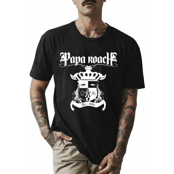 Rockwear Brasil - Camiseta Papa Roach Rockwear Preta